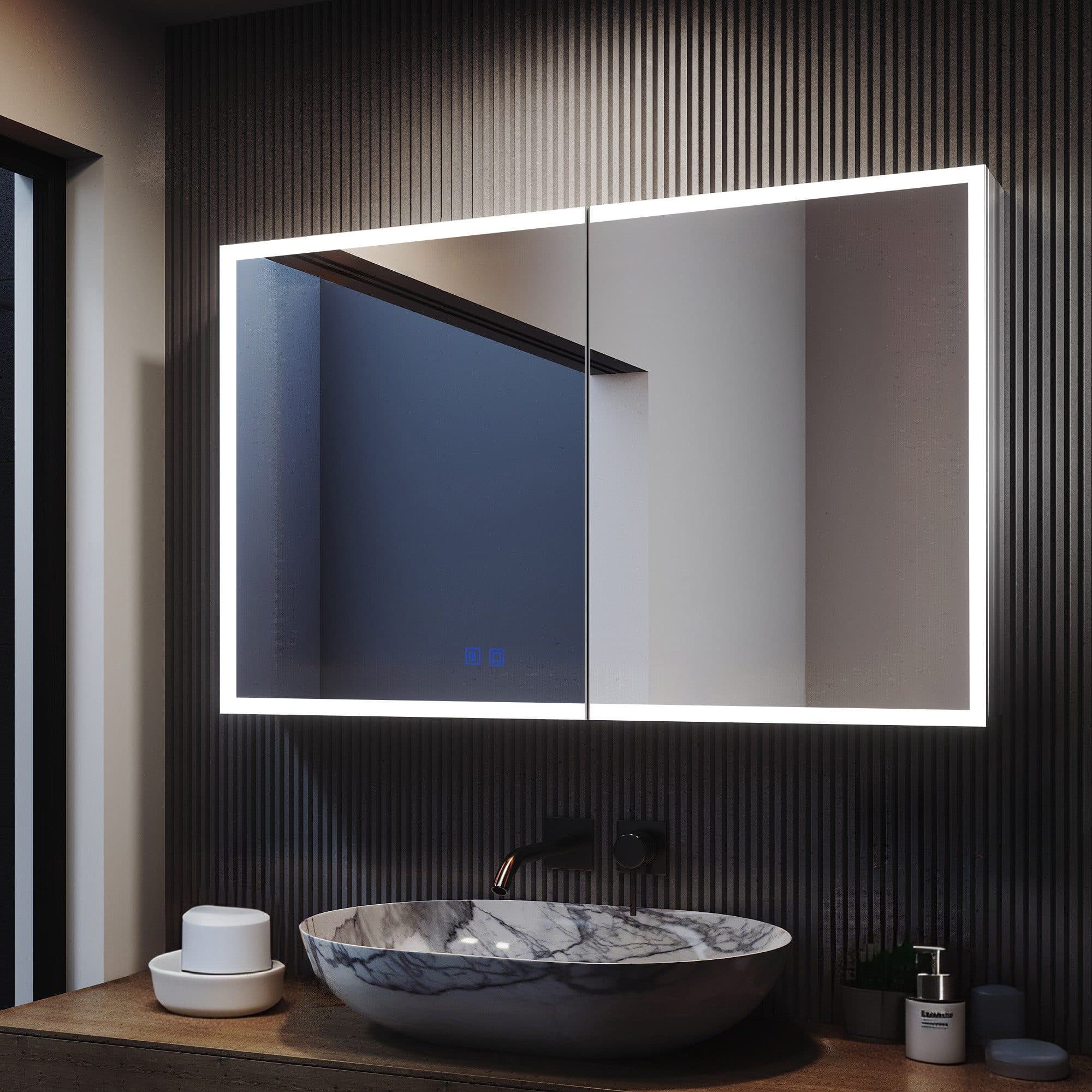 Gunuss Badezimmerspiegelschrank mit LED-Beleuchtung 80 x 60 cm - Bild 2