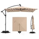 COSTWAY Sonnenschirm 300 cm Ampelschirm mit LED & Kurbel Braun Bild 2