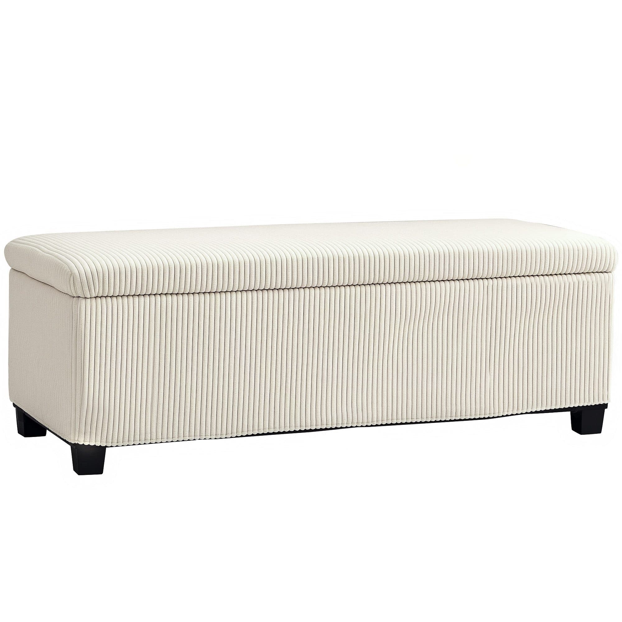 furnicato Sitztruhe Sitzbank mit Stauraum, Cord-Design, Stahlrahmen, Beige - Bild 2