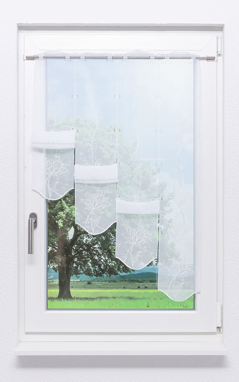 Plauener Spitze® Panneaux Kelchblüten Transparent Weiß - Bild 2