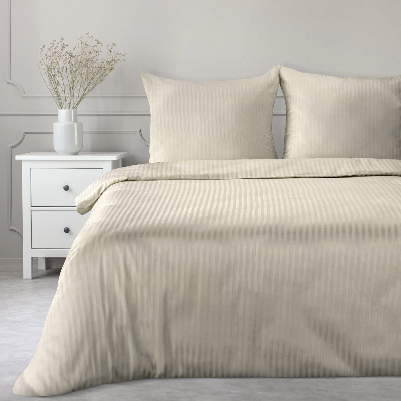 Eurofirany Bettwäsche Satin-Damast Garnitur Baumwolle Klassisch Beige - Bild 2