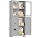 HOMECHO Hochschrank Bad mit 3 Türen und 3 Schubladen Weiß Bild 2