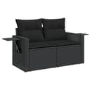 vidaXL Gartensofa 2-Sitzer Schwarz Poly Rattan mit Kissen Bild 2