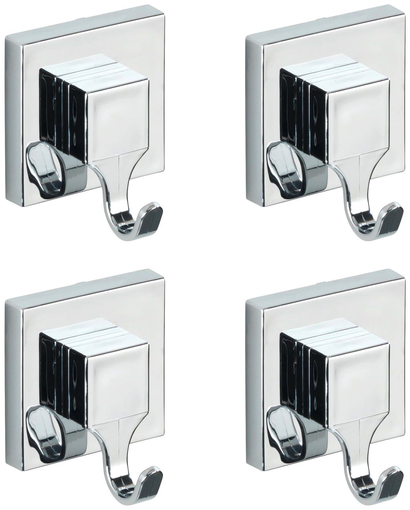 WENKO Wandhaken Set 4-tlg. Silber Chrom Kunststoff Vakuum-Loc