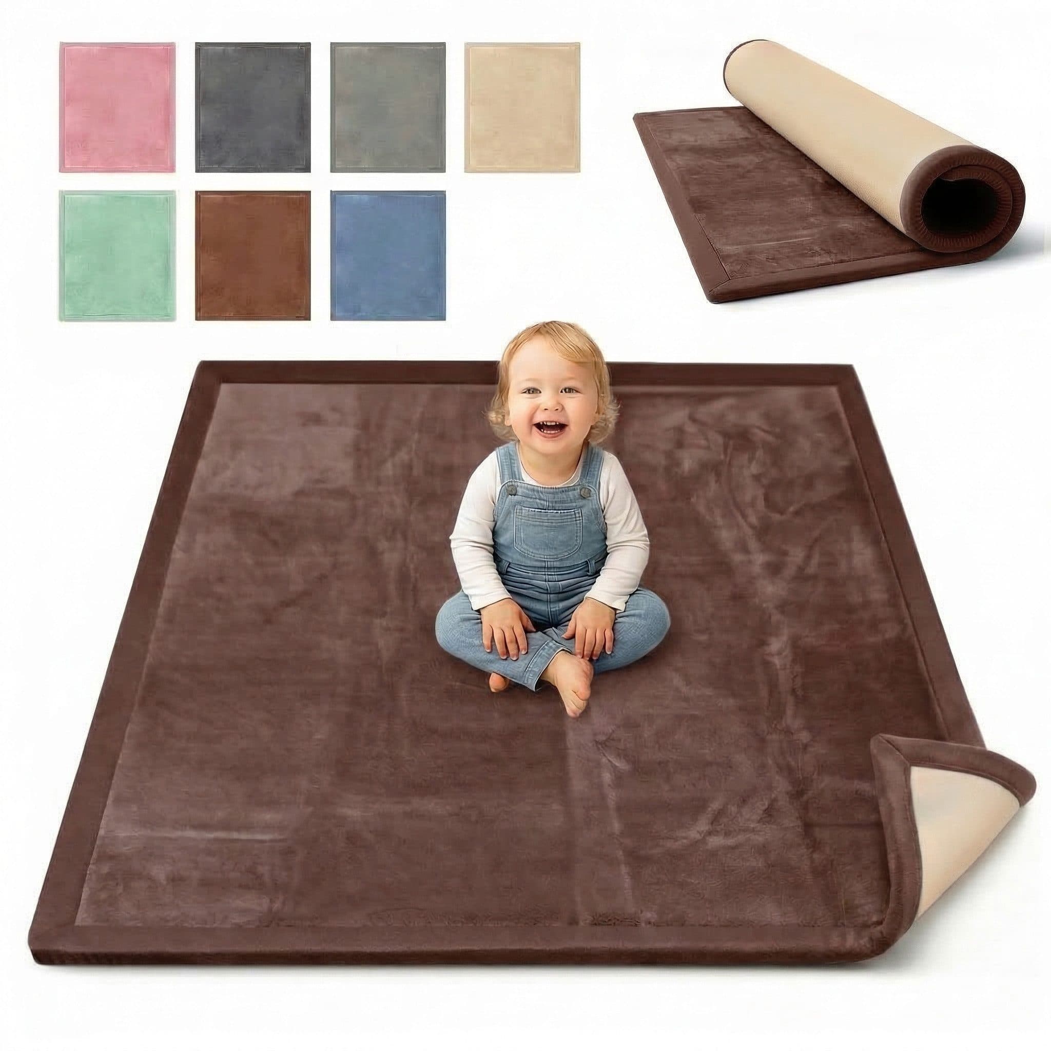 BabyBeFun Spielmatte 3cm Memory-Schaum Braun Rutschfest - Bild 2