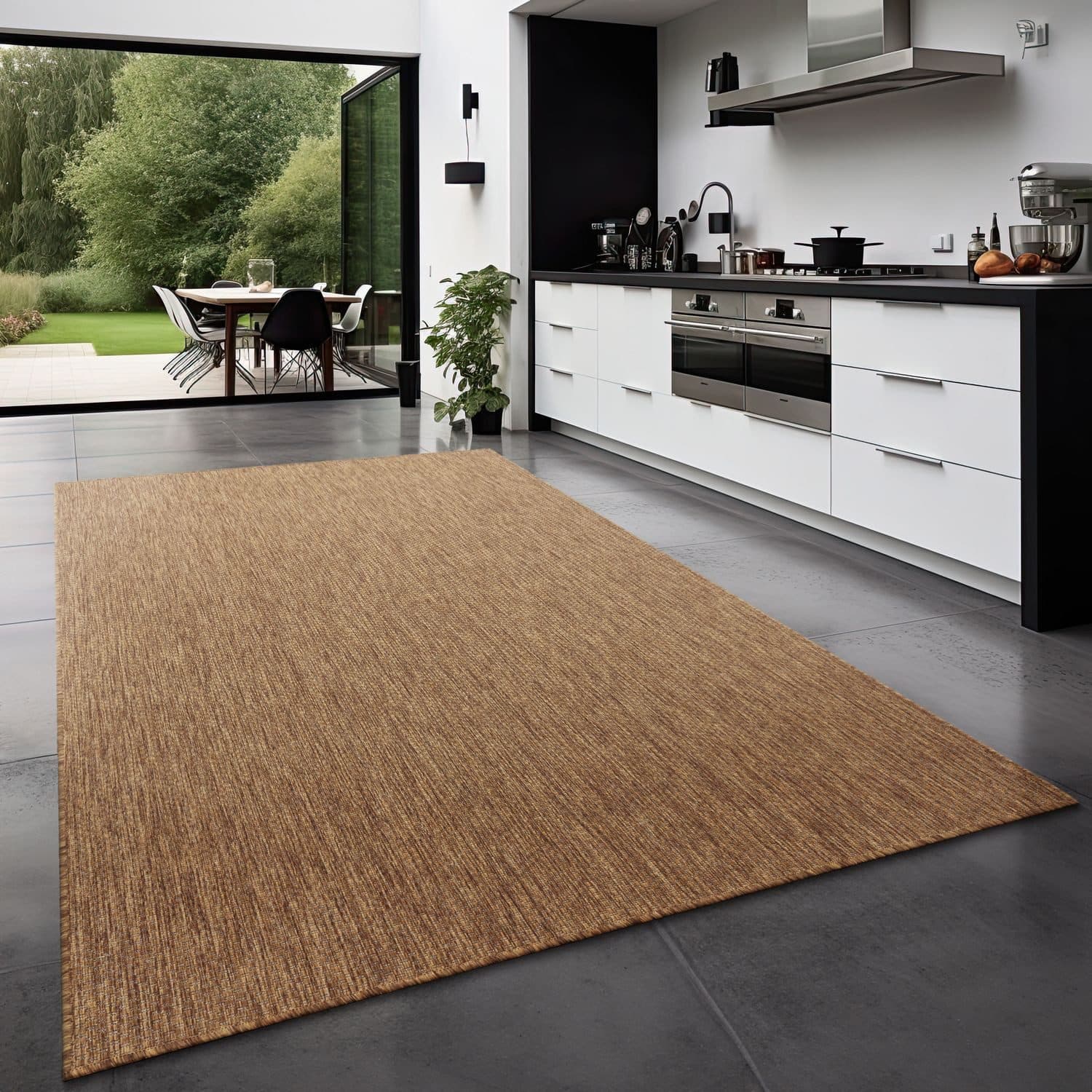 TT Home Teppich Rechteckig Wetterfest Polypropylen Braun - Bild 2
