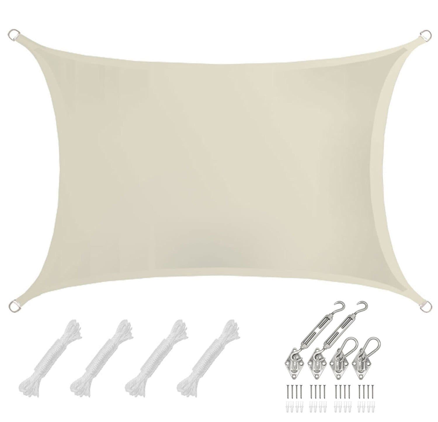 AMANKA Sonnensegel 3x2m Beige mit Befestigungssatz - Bild 2
