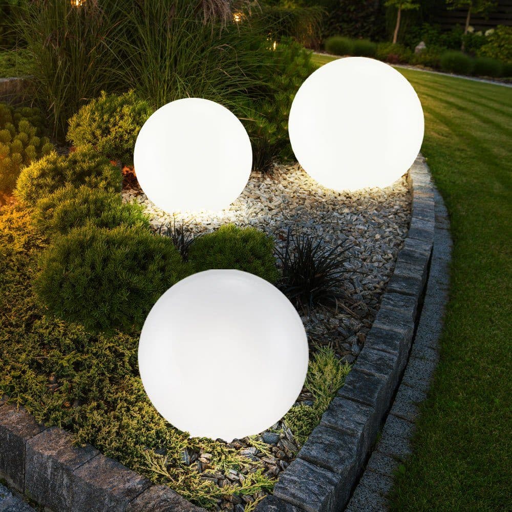 ETC-SHOP 3er Set LED Solar Kugelleuchten Garten Weiß Silber - Bild 2
