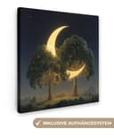 OneMillionCanvasses® Leinwandbild Mond Bäume Ruhe Fotodruck Wandbild Deko Bild 2