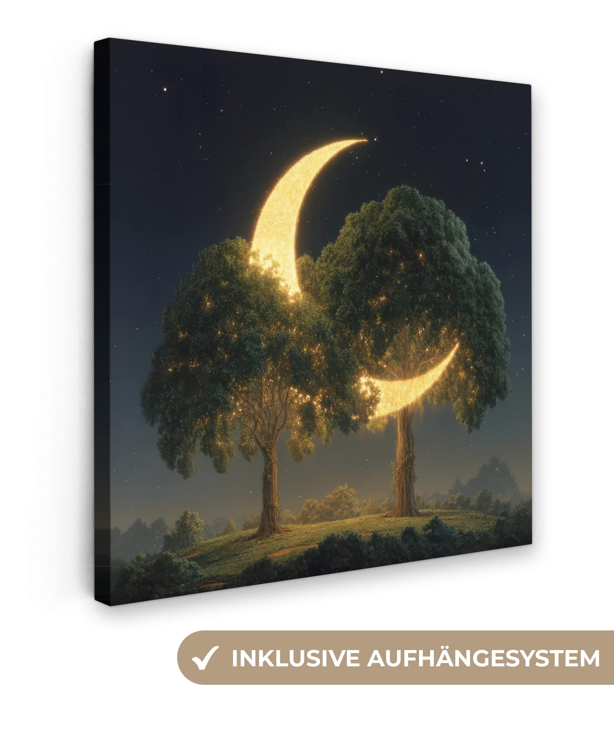 OneMillionCanvasses® Leinwandbild Mond Bäume Ruhe Fotodruck Wandbild Deko - Bild 2