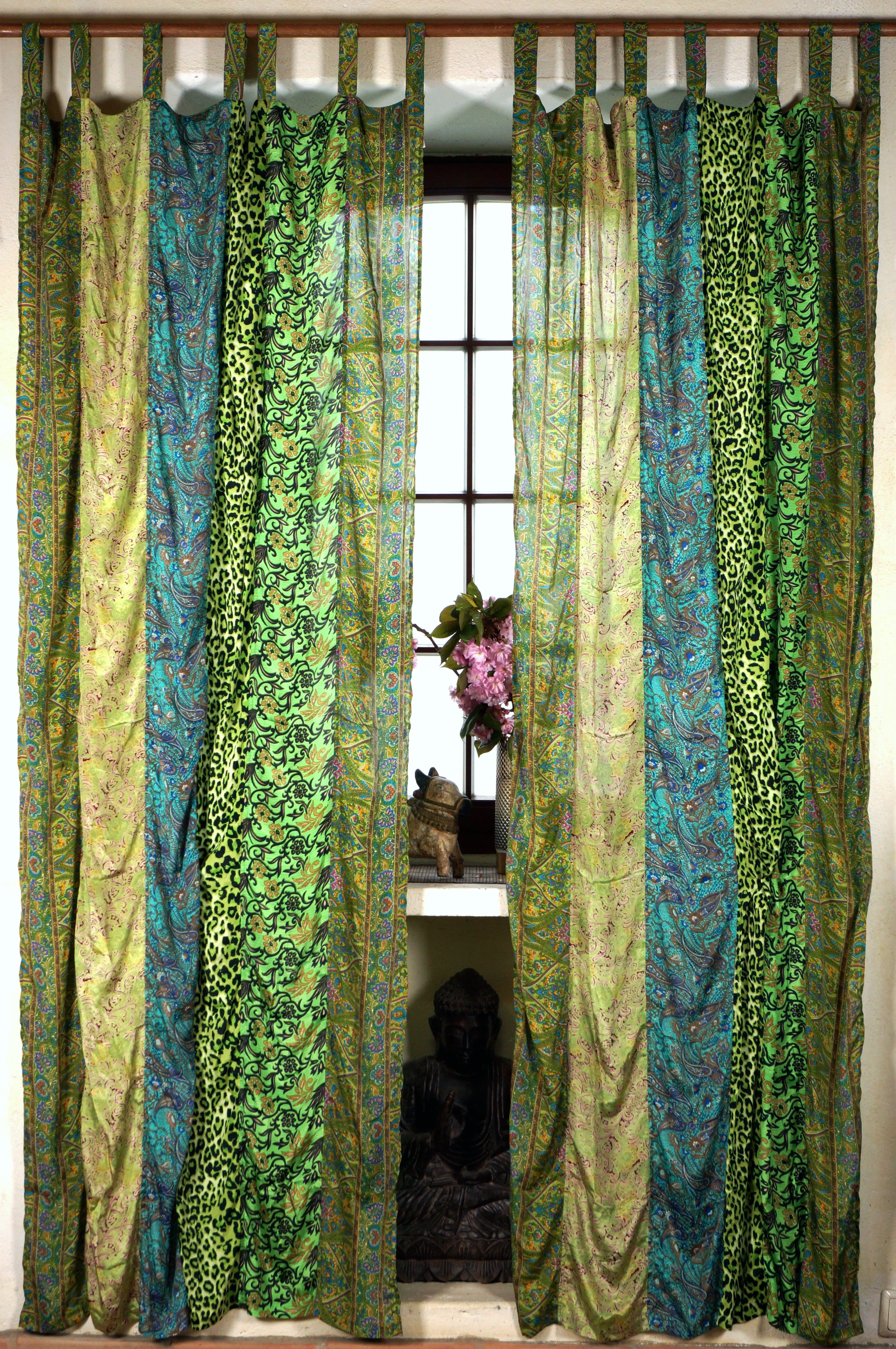 Guru-Shop Vorhang Boho Patchwork 1 Paar Grün - Bild 2