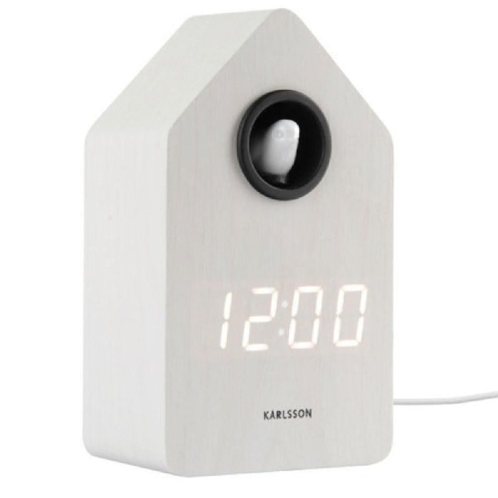 Karlsson Kuckucksuhr Wecker LED Weiß Holz Veneer - Bild 2