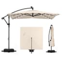 COSTWAY Sonnenschirm 300 cm Ampelschirm Beige mit LED & Kurbel Bild 2