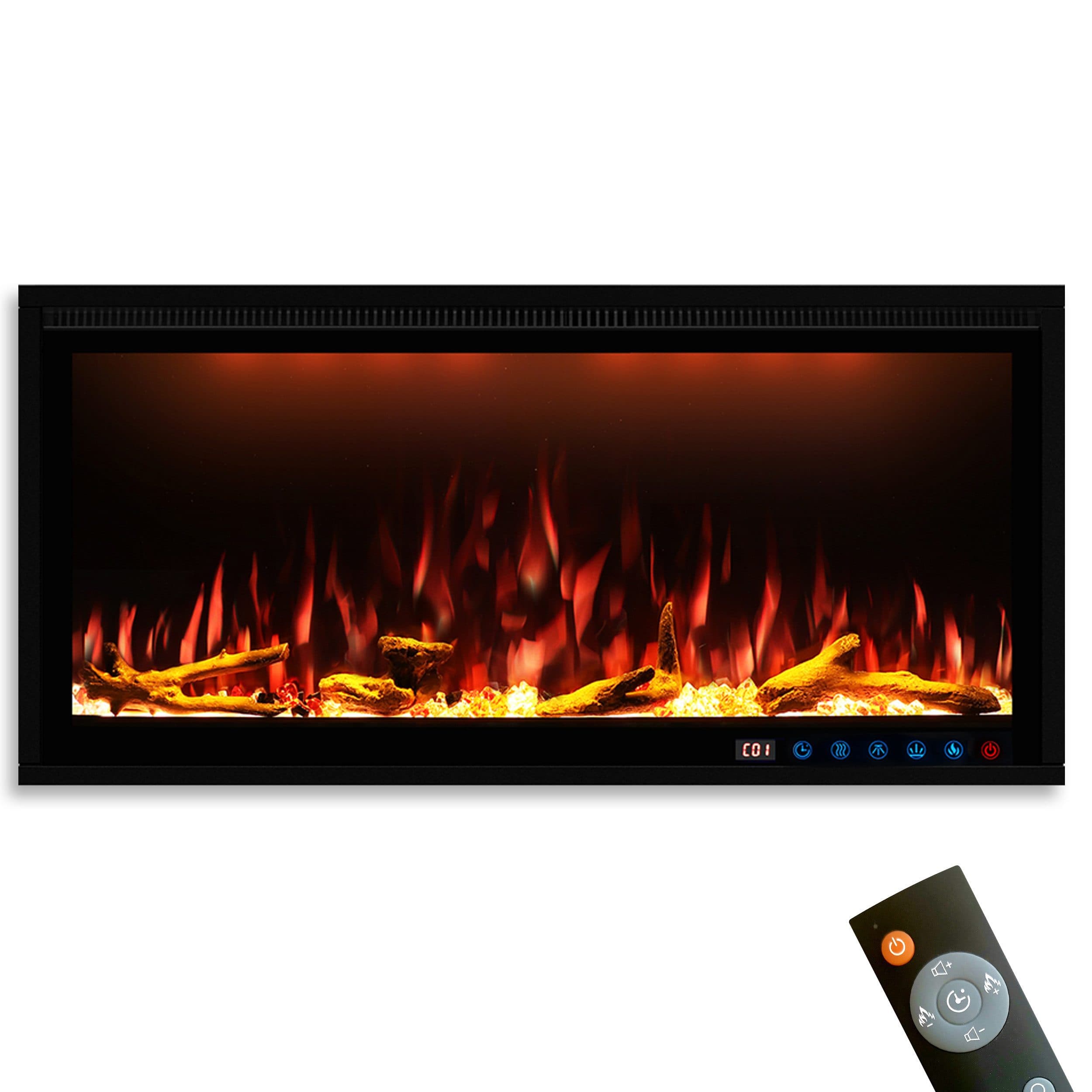 GLOW FIRE Smart Wall Elektrokamin Einbau LED Schwarz mit Fernbedienung - Bild 2