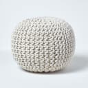 Homescapes Runder Strickpouf 100% Baumwolle Natur Bild 2