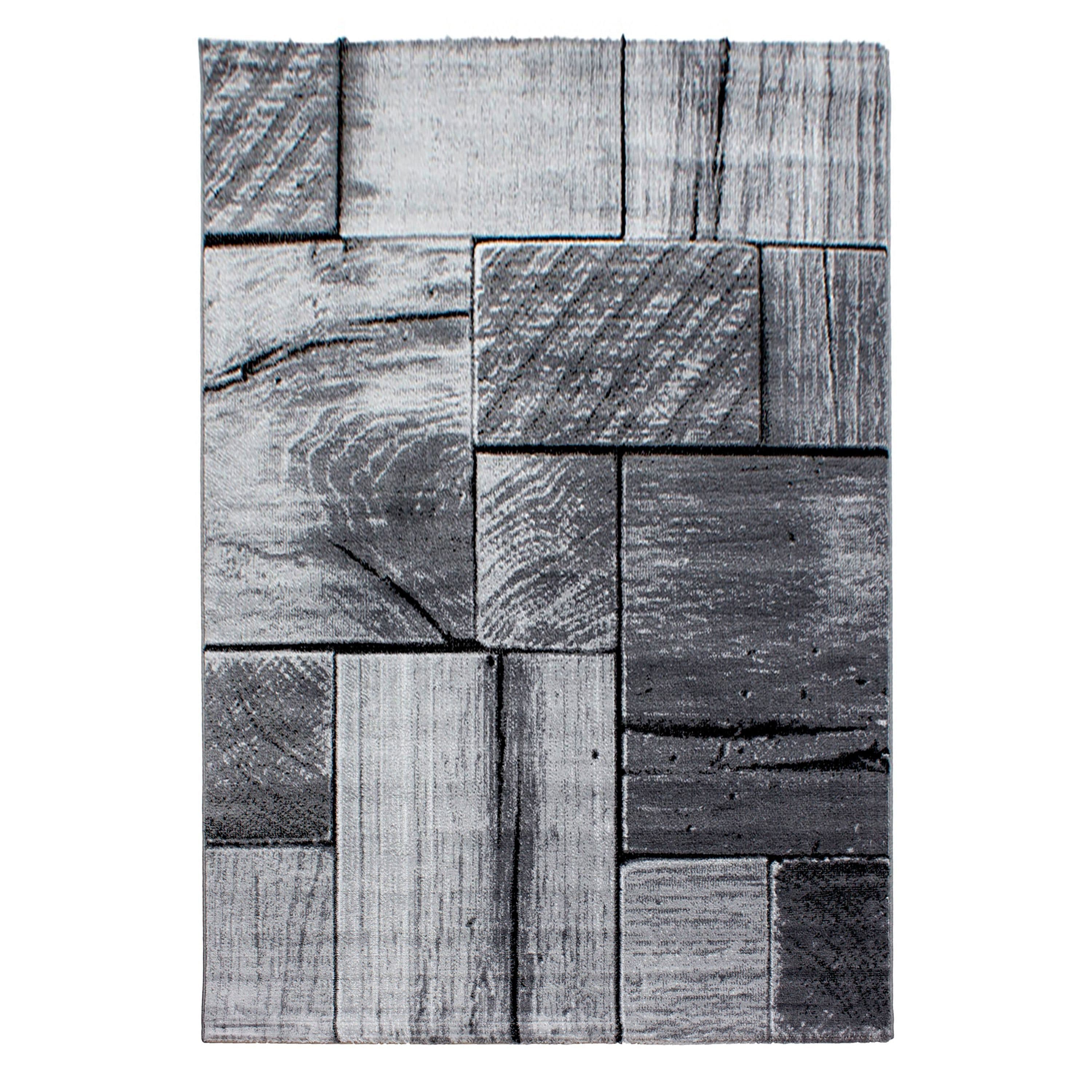 Teppium Teppich 3D-Holzdesign Schwarz Modern Kurzflor - Bild 2