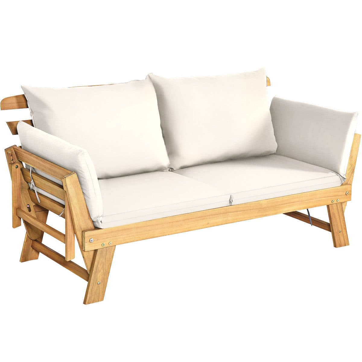 COSTWAY Gartenbank 4-in-1 XXL mit Liegefunktion Weiß - Bild 2