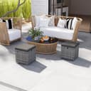 Outsunny Fußhocker Rattanoptik Stauraum Kissen 120 kg belastbar 2er Set Bild 2