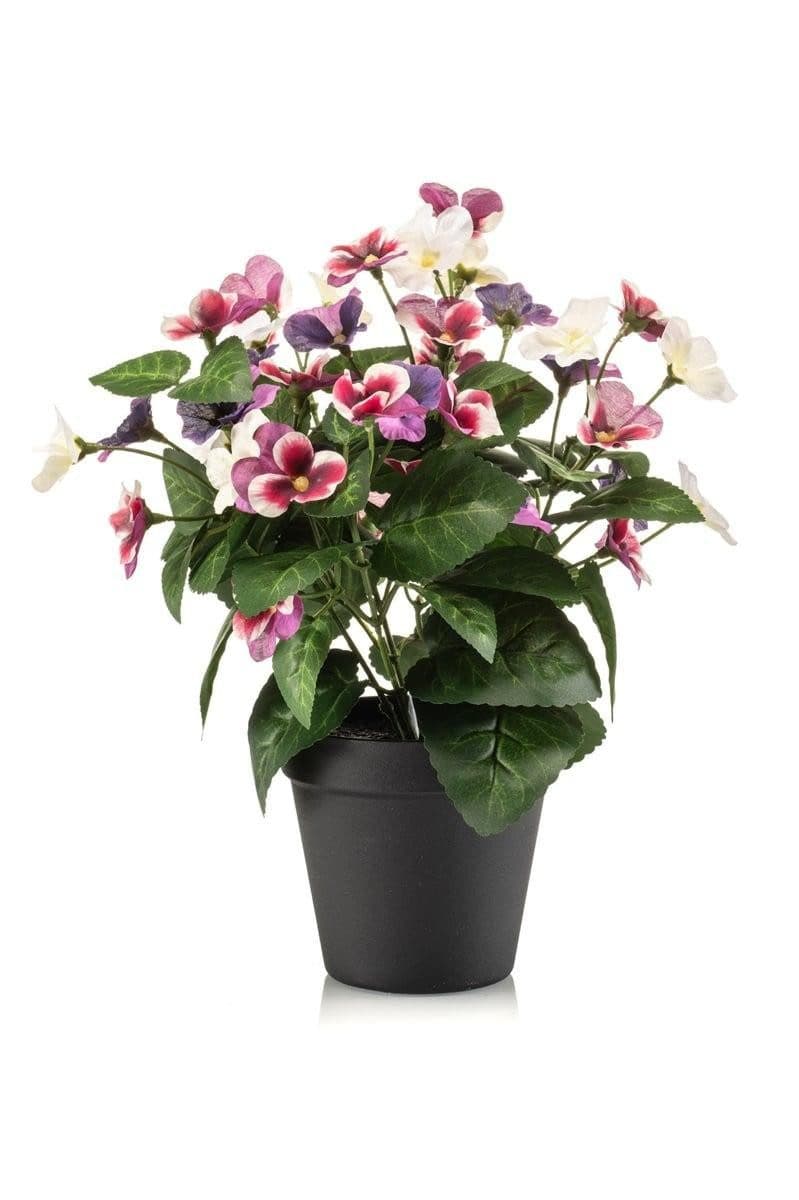 artplants Stiefmütterchen Kunstblume 30cm Bunt Pink Lila Weiss