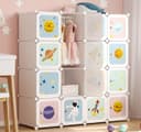 SONGMICS Kinderkleiderschrank Kinderregal 4 Kleiderstangen 16 Würfel Weiß Bild 2