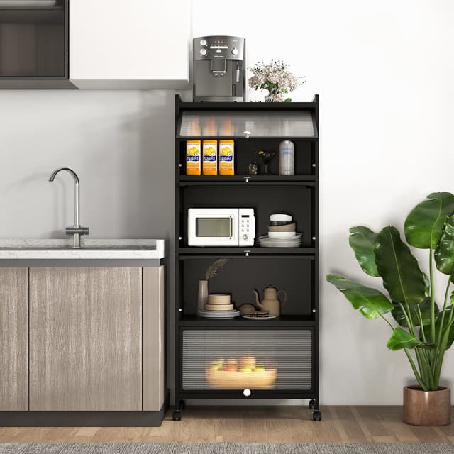 COSTWAY Hochschrank 5-stufig Küchenregal Metall PC PP