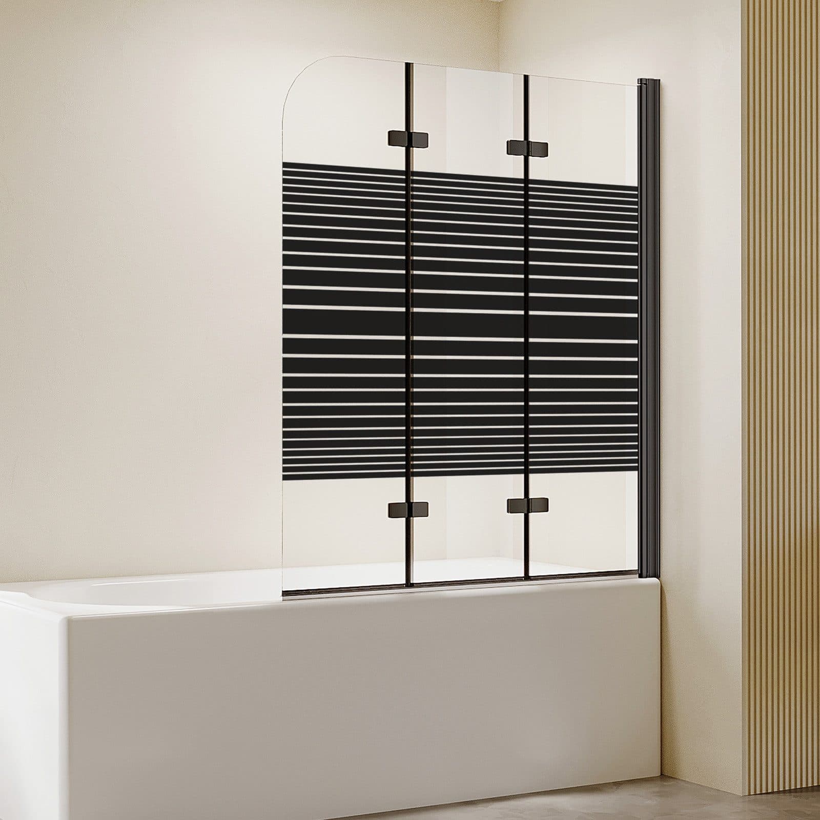 AmuseVera Duschwand für Badewanne 3-teilig Schwarz - Bild 2
