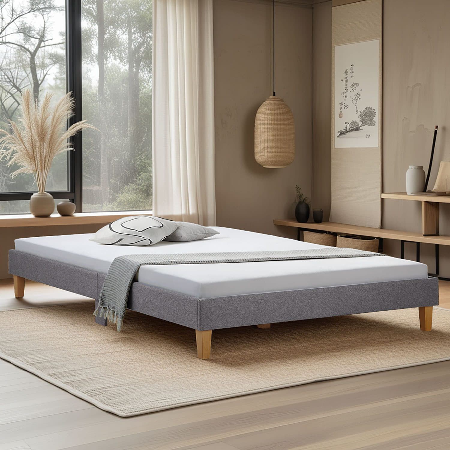 Homestyle4u Polsterbett 140x200 Grau Futonbett Komplett-Set - Bild 2