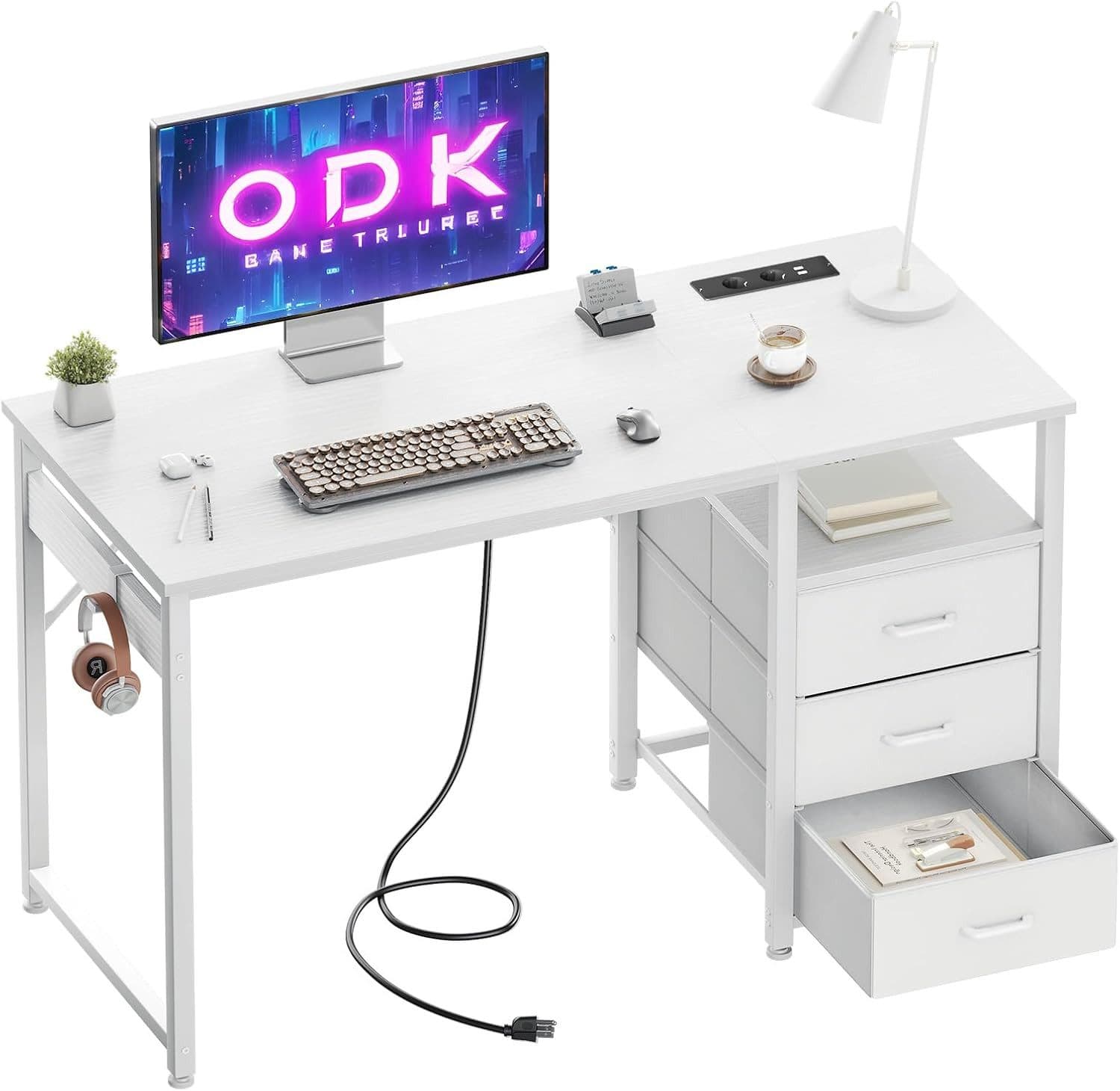 ODK Schreibtisch mit Schubladen, 120x48x75.5cm Bürotisch