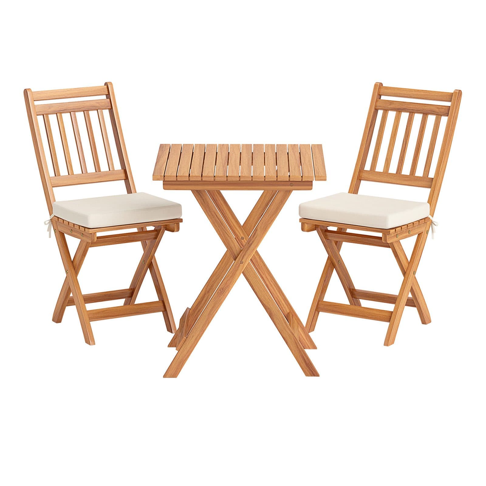 COSTWAY Bistro-Set 3-tlg. Klappbar Akazienholz mit Kissen - Bild 2