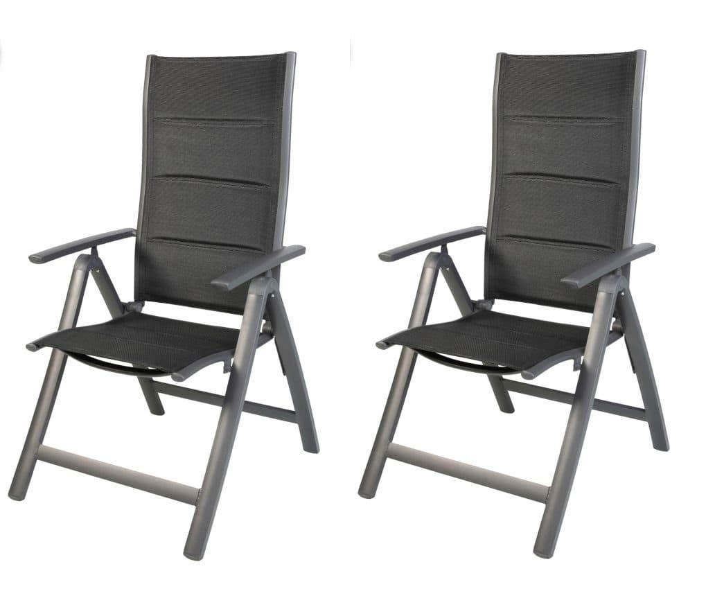 LEX Gartensessel 2er-Set Comfort 6-fach verstellbar gepolstert schwarz - Bild 2