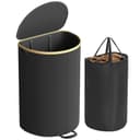 SONGMICS Wäschekorb 90 Liter Schwarz-Beige Bild 2