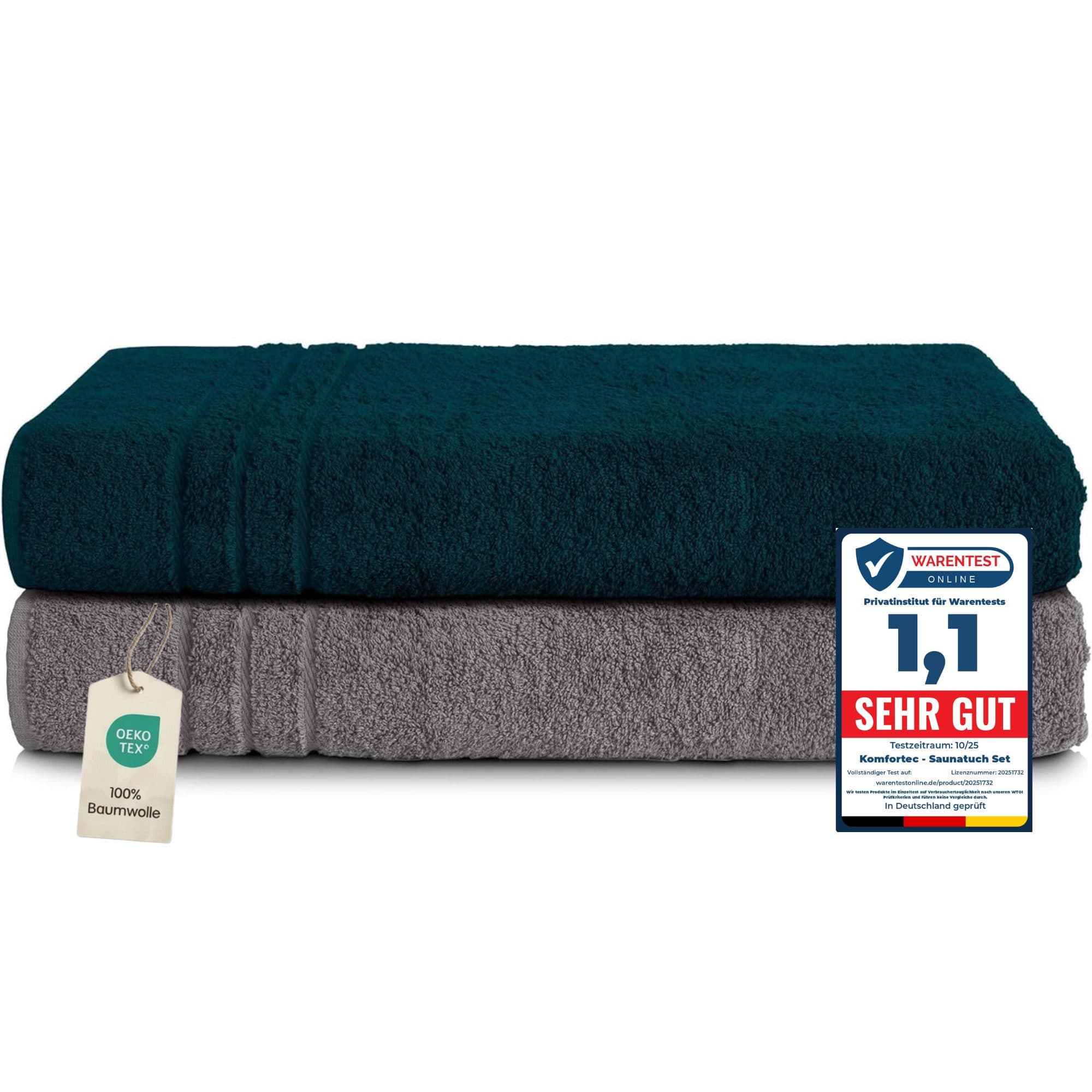 Komfortec Saunatuch Frottee 100% Baumwolle 2-teilig XXL - Bild 2
