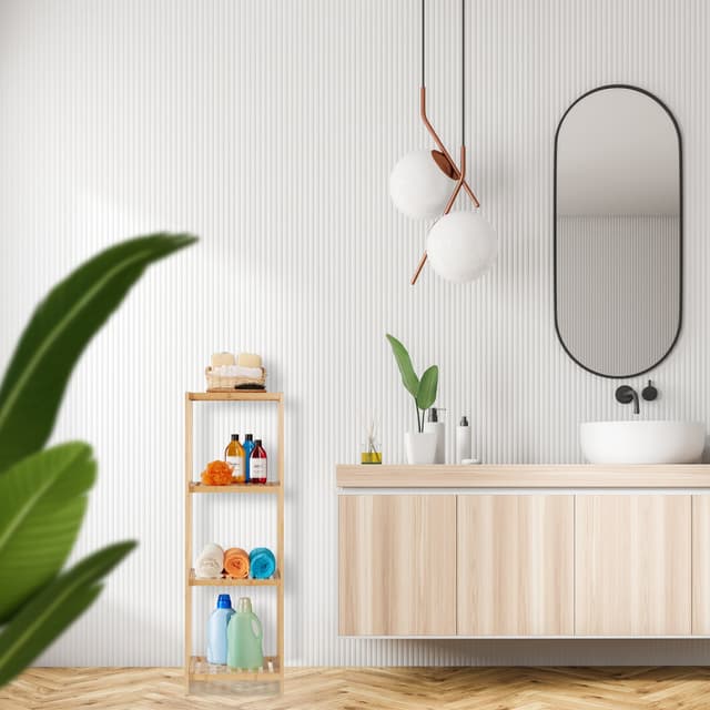 RELAXDAYS Bambus Badregal - Natürliches Design mit 4 Ablagen