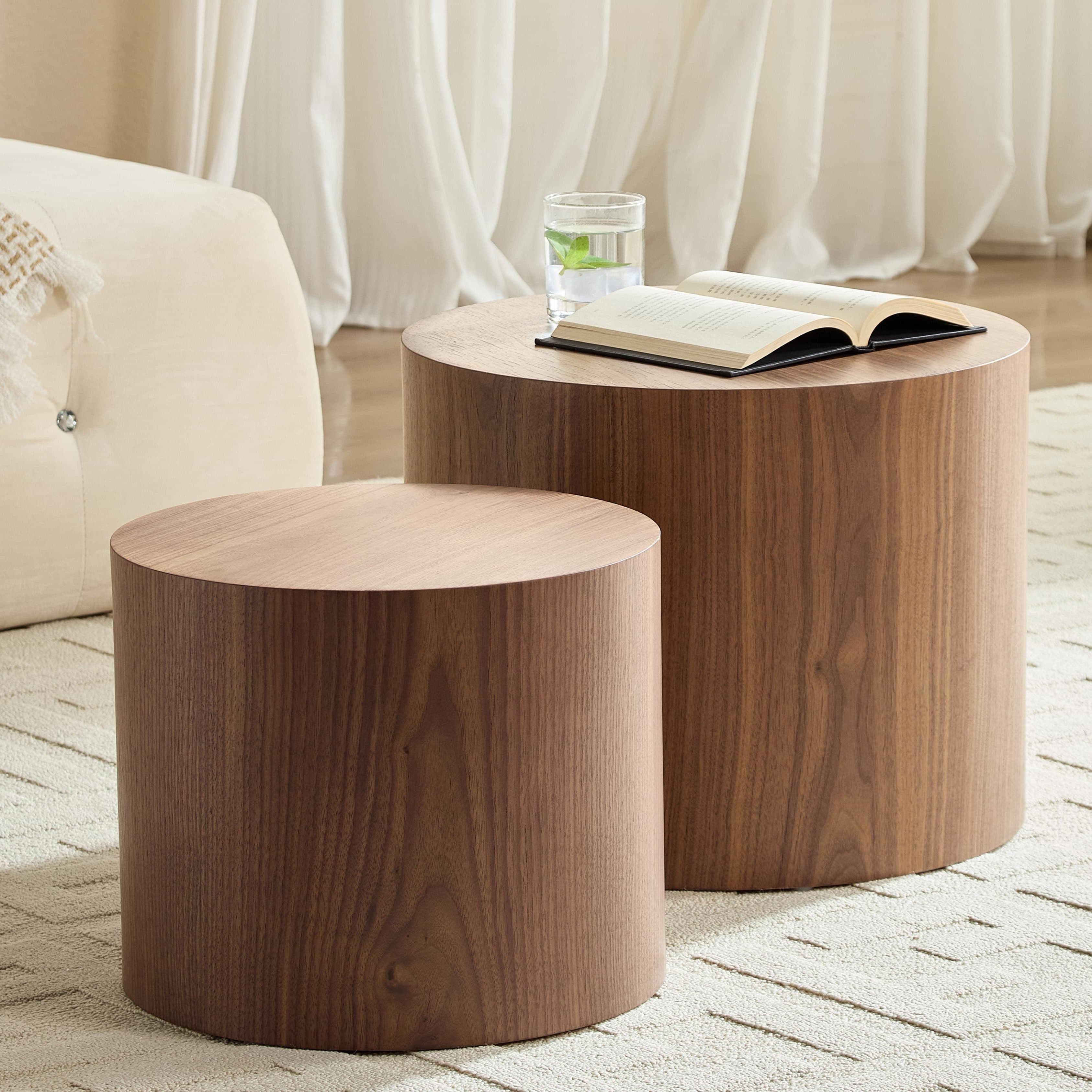 NJLyuhome Couchtisch Wohnzimmertisch 2-teiliges Beistelltisch-Set Holzoptik - Bild 2