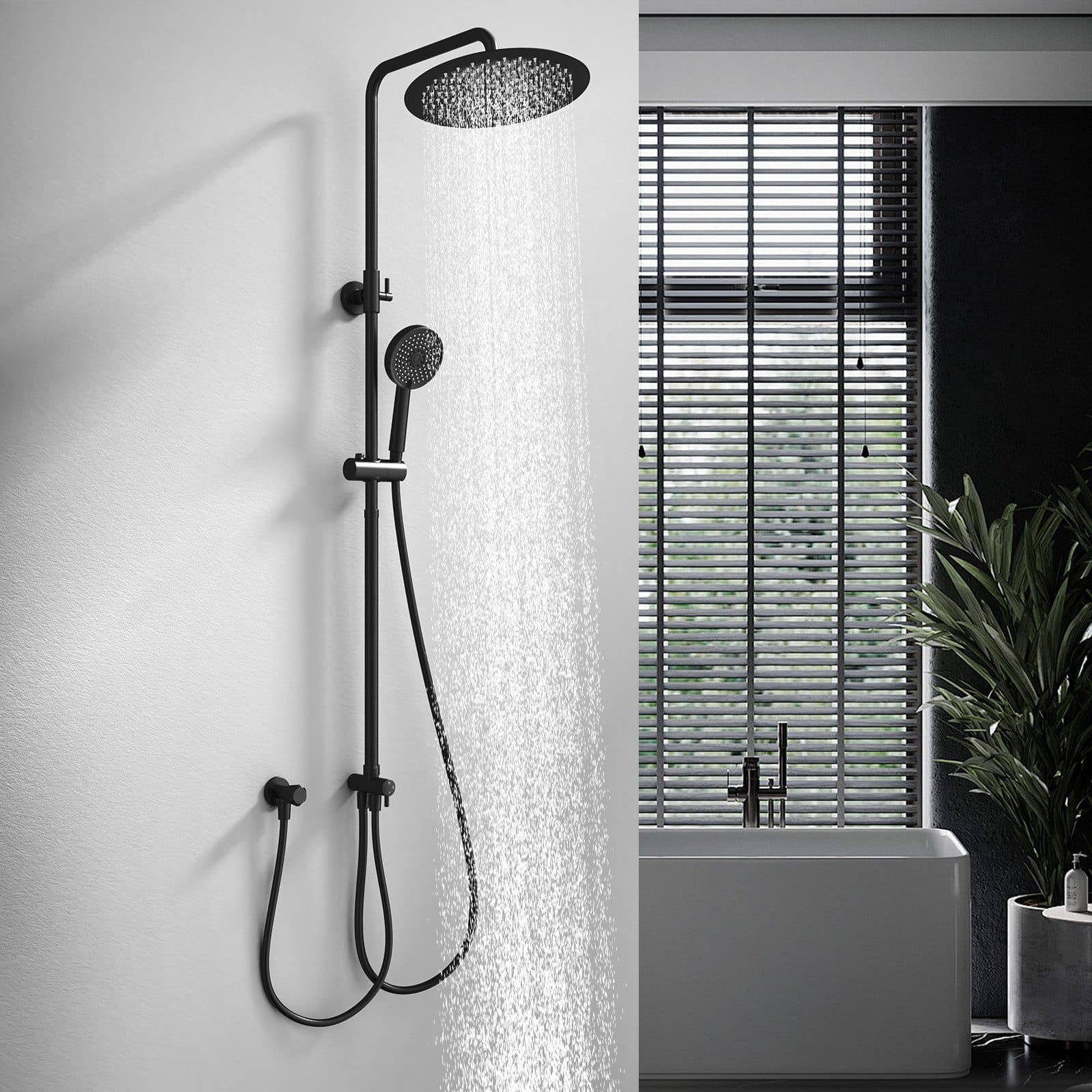 HOMELODY Duschsystem 300mm Regendusche Edelstahl Schwarz - Bild 2