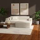 skølm Sofa Freki aus Cord, Beige, 3-Sitzer inkl. Hocker und 2 Kissen Bild 2