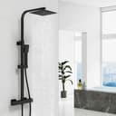 Aica Sanitär Duschsystem mit Thermostat Regendusche Schwarz Bild 2