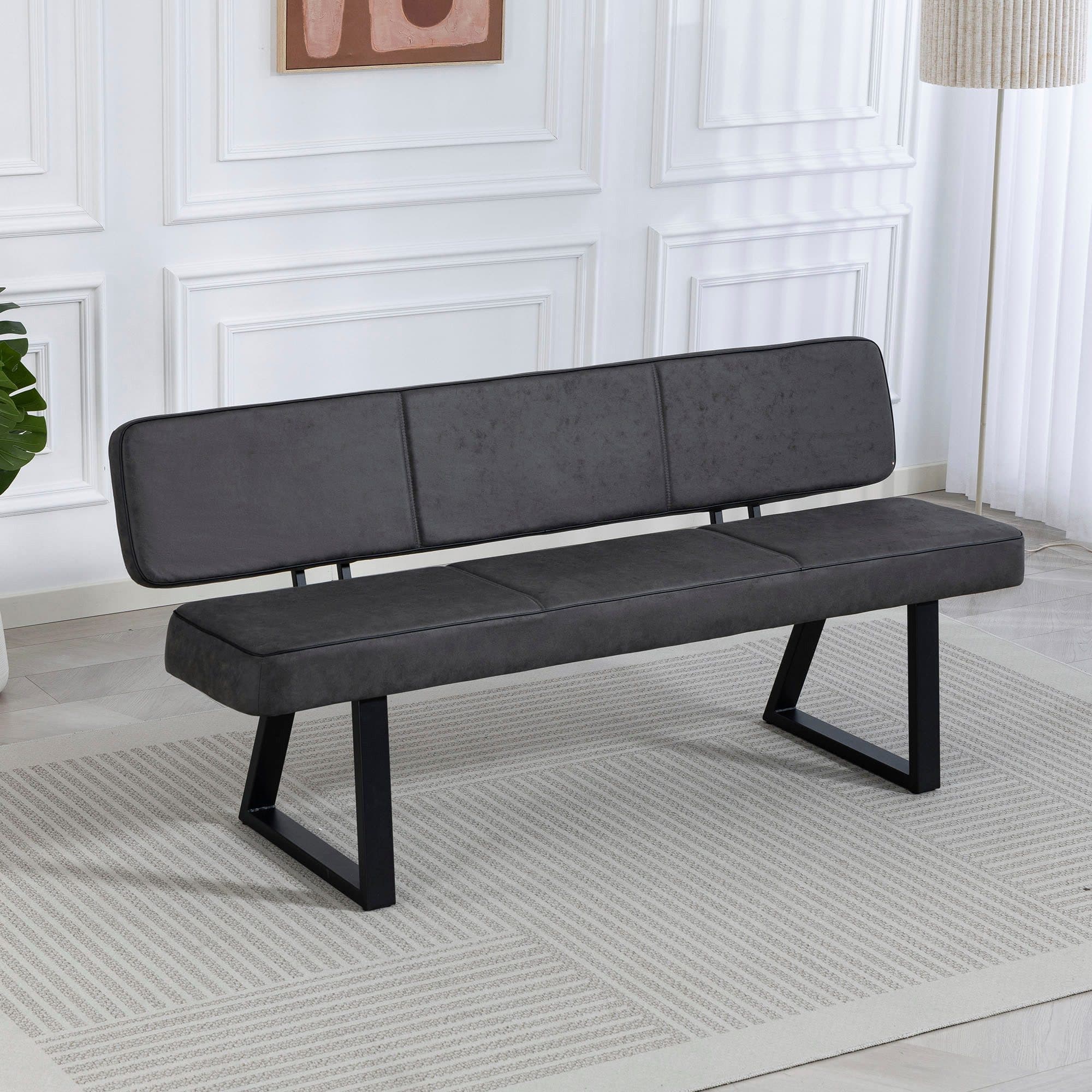 Duo Collection Tara Sitzbank mit Rückenlehne Anthrazit Schwarz