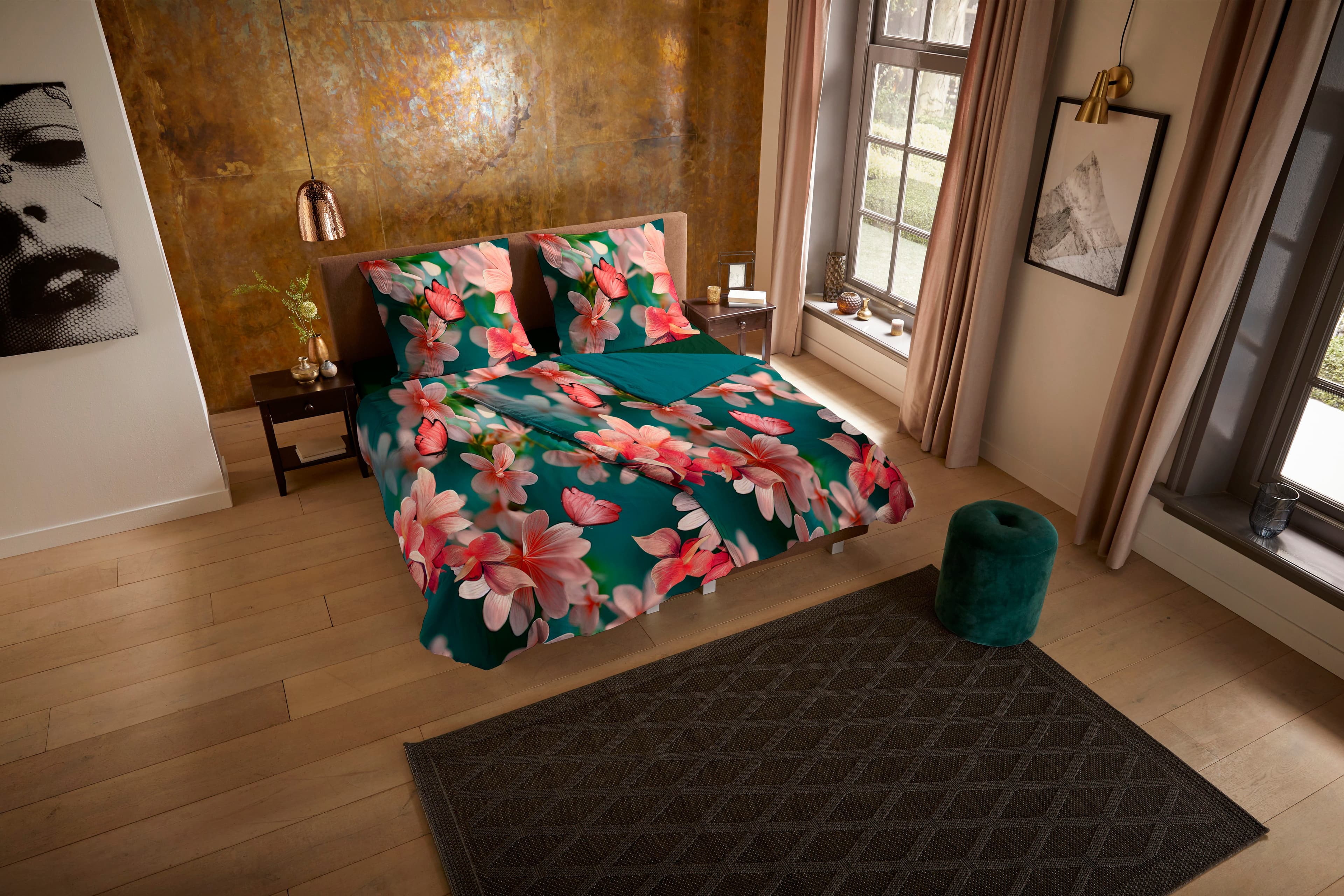 PURE luxury collection Wendebettwäsche Yeya Petrol Blumen - Bild 2