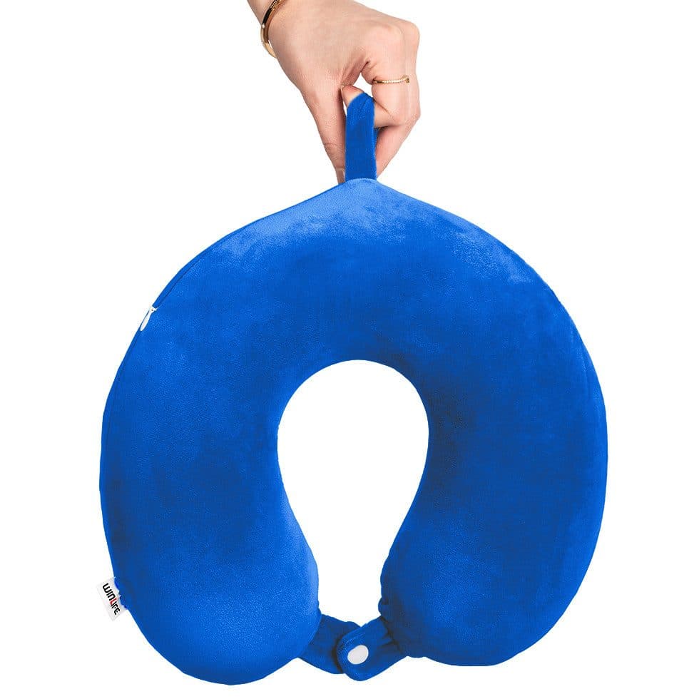 WINLIFE Reisekissen Memory Foam Nackenhörnchen Blau - Bild 2