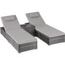 TECTAKE Rattan-Doppelliege Carbonera mit Tisch grau Bild 2