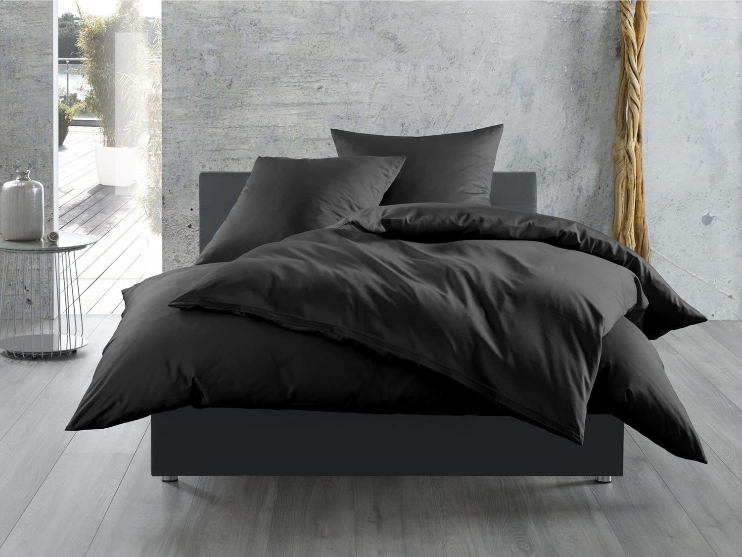 BETTWAESCHE-MIT-STIL Bettwäsche Mako Satin Schwarz 2-teilig - Bild 2