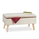relaxdays Sitzbank Samt mit Stauraum Creme Bild 2