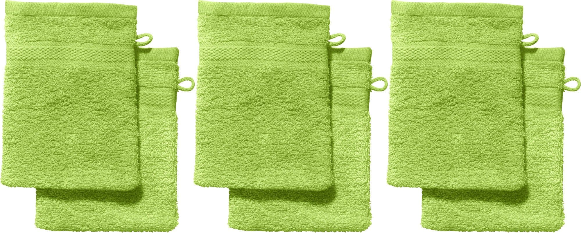 REDBEST Waschhandschuh "Chicago" 6er-Pack Frottier Grün Uni - Bild 2