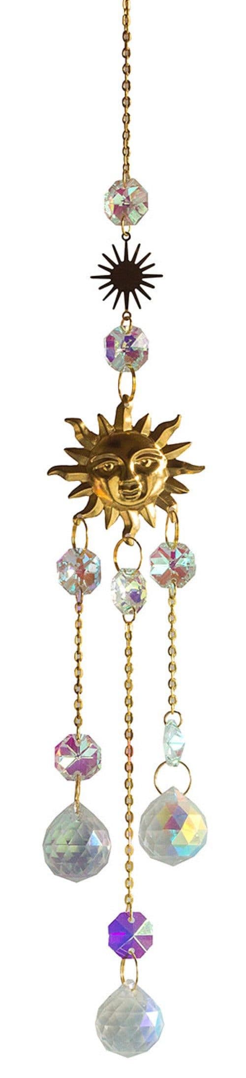 Saraswati Hängedekoration Suncatcher Sonne Messing mit Kristallkugeln