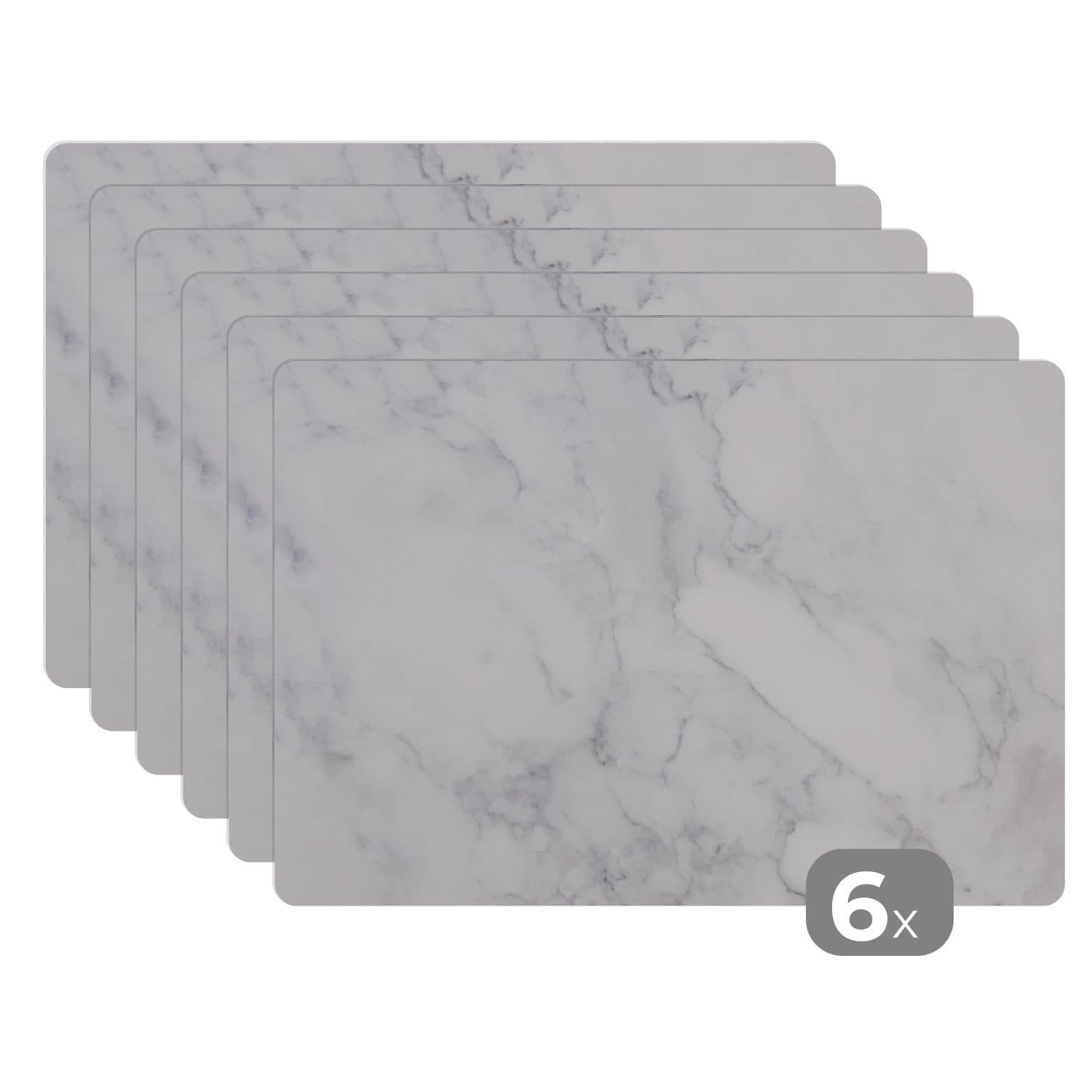 MuchoWow Platzset Marmor Weiß Grau 6-tlg Vinyl - Bild 2