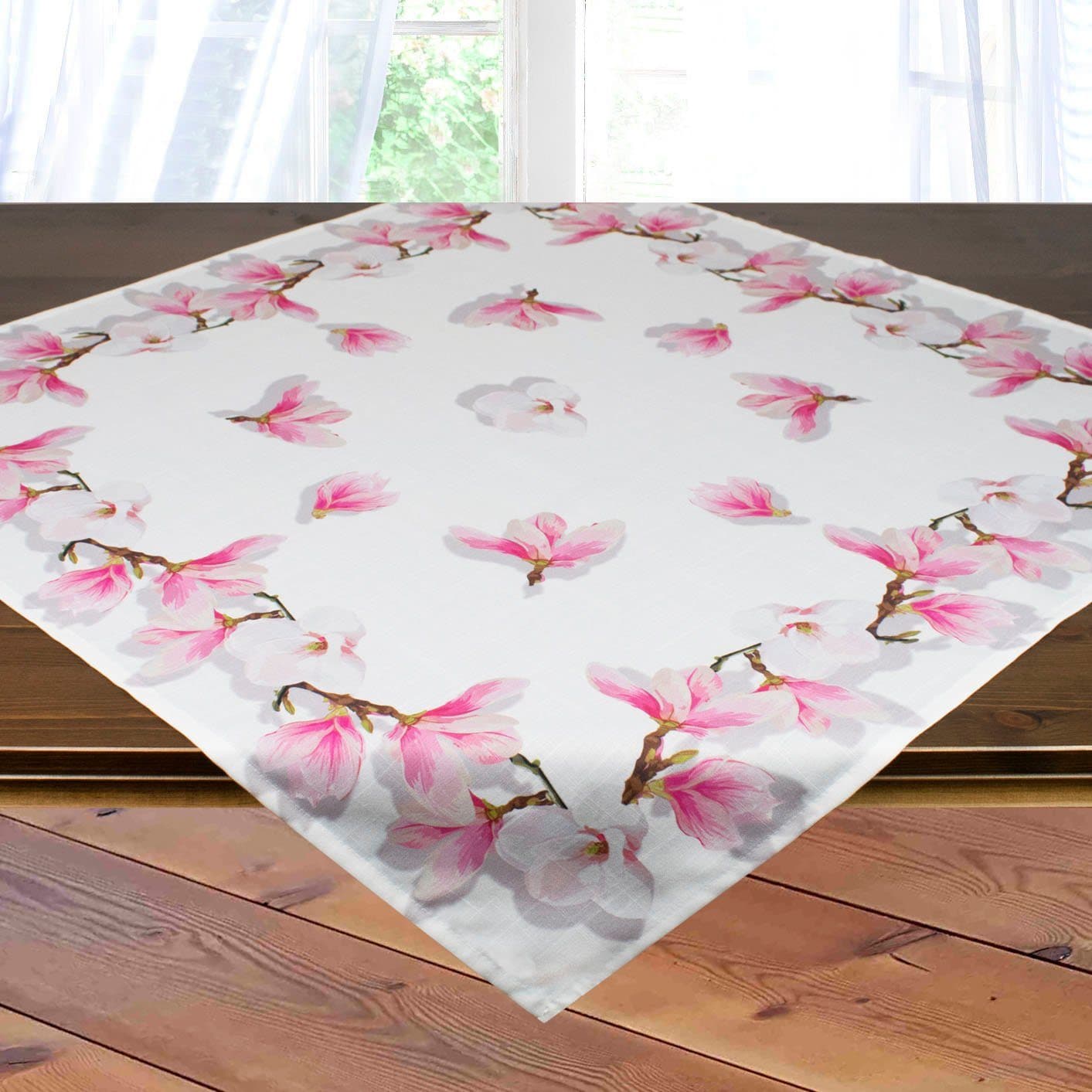 Delindo Lifestyle Mitteldecke Magnolien Weiß Glattes Gewebe - Bild 2