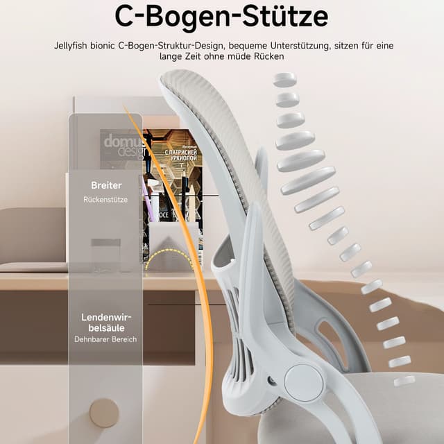 Refined Living Bürostuhl Ergonomie Drehstuhl Grau S0UCL04X