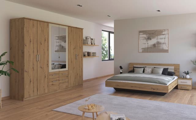 Rauch Burano Schlafzimmer-Set: Bett mit Schwebendes Design & Kleiderschrank