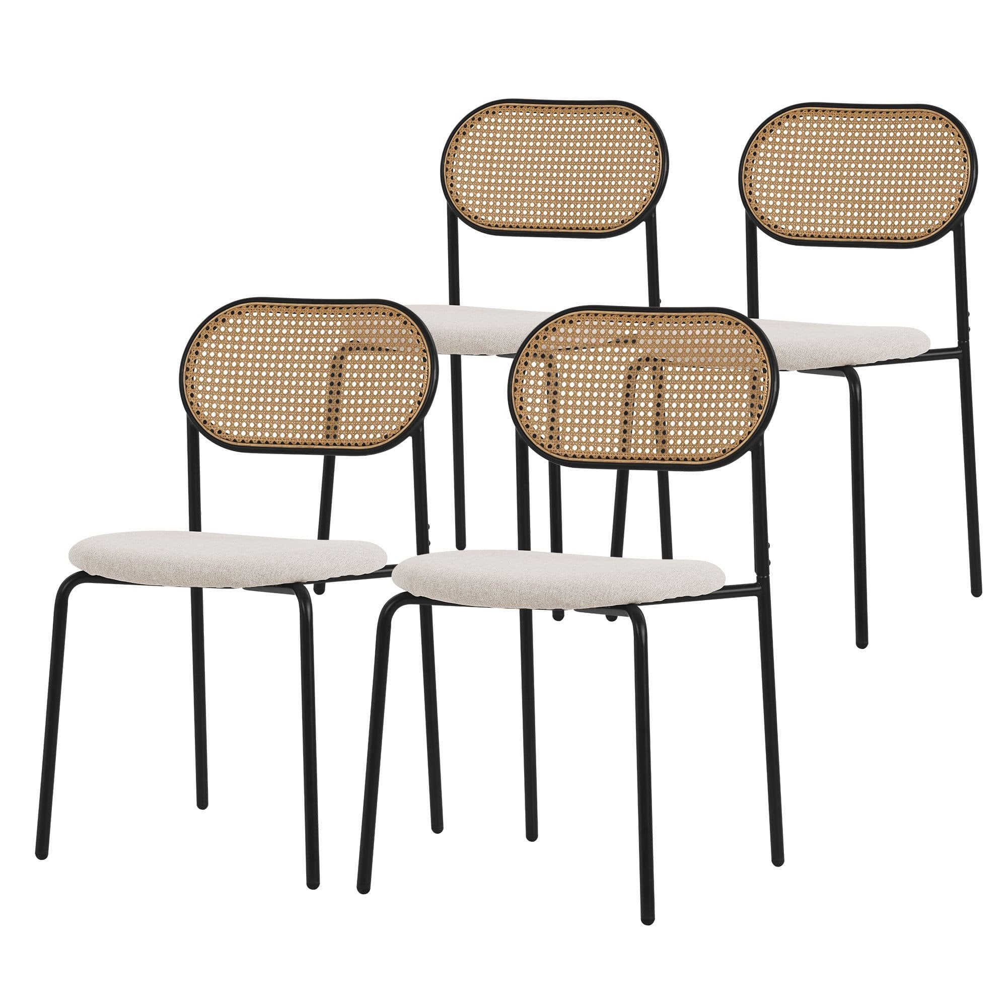 ML-DESIGN Esszimmerstühle Rattanstuhl Polsterstühle Akzentstühle für Esszimmer (4 St) Beige - Bild 2